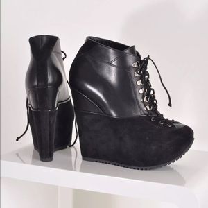 Yves Saint Laurent Black Platform Ankle Booties